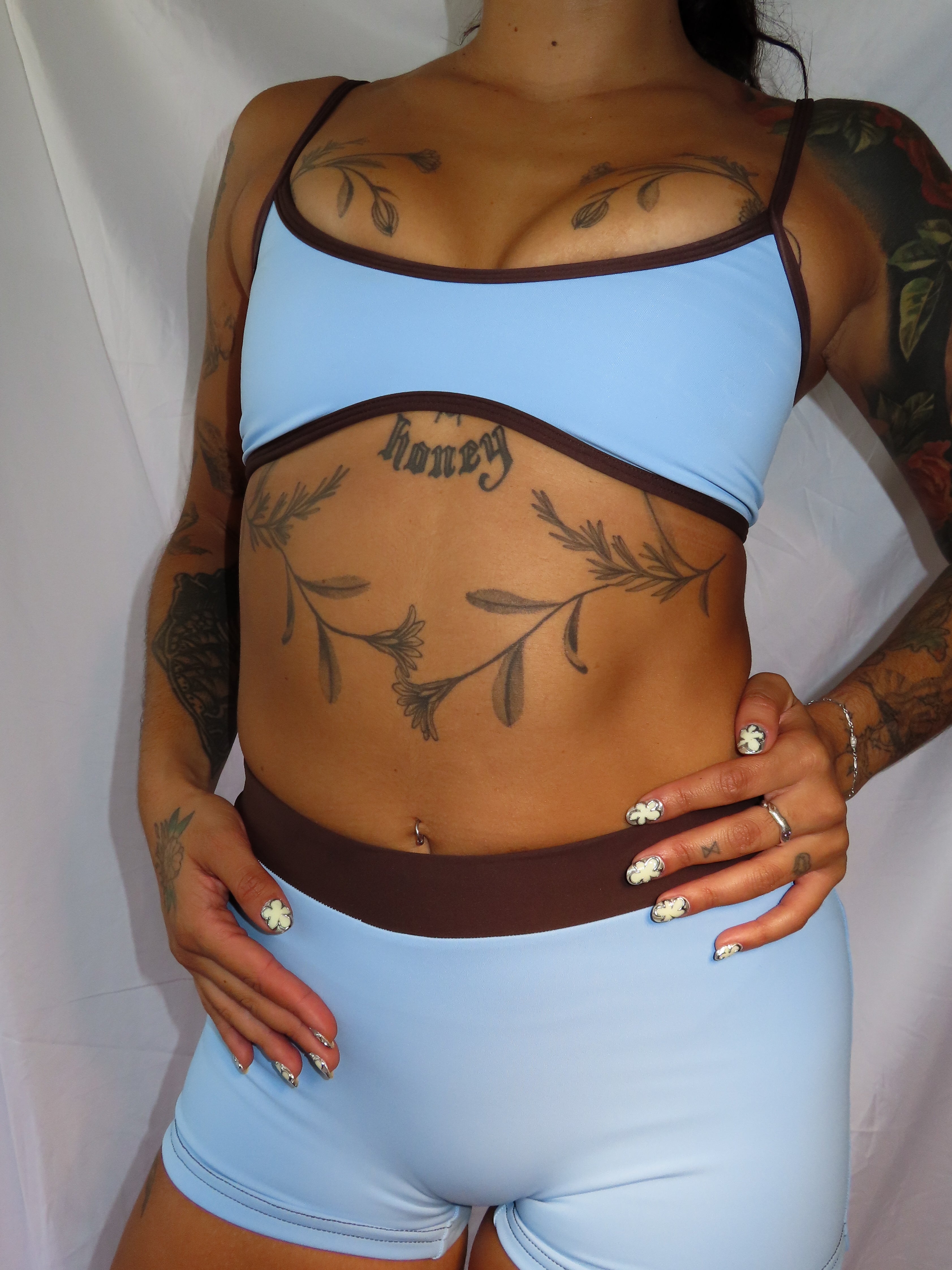 Top Betty - azul y café